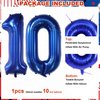 Baseball Birthday Party Balloons, 32 Inch Navy Blue Foil Number 10 Balloon, Baseball Glove Foil Balloon, Red Blue Star Confetti Balloon for 10th Birthday Sports Theme Party Supplies