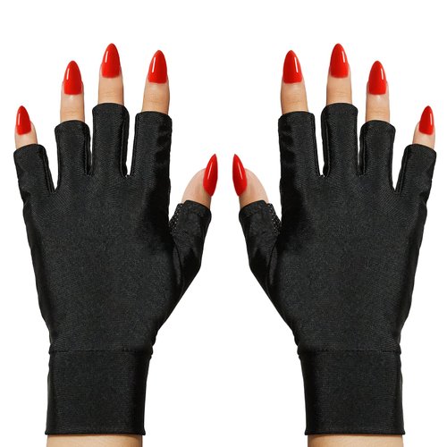 Makartt UV Gloves for Gel Manicures - Professional UPF50+ UV Protection Gloves Fingerless Stretchy Farbric Nail Art UV Nail Gloves for Women Men Anti UV Protect Hands From UV Harm, Black