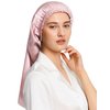 LilySilk Extra Long Silk Bonnet Sleep Cap for Women Soft Adjustable Hair Bonnet for Braids,Curly,Long Hair- Soft Elastic Band, Rosy Pink