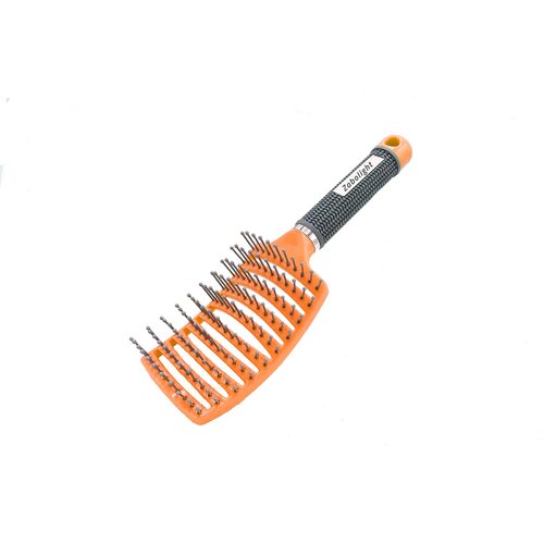Zabolight Vent Hair Brush Vented Detangling Hair Brush for Thick Long Curly Hair, Curved Fast Blow Drying Brush for Women & Men (Orange)