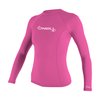 O'Neill UV 50+ Sun Protection Womens Basic Skins Long Sleeve Crew Sun Shirt Rash Guard, Fox Pink, Medium