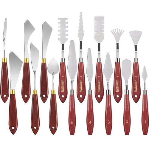 16 Pieces Painting Knife Set Stainless Steel Palette Knife Set Painting Mixing Scraper Pallet Knife Spatula Knife with Wooden Handle for Oil Painting Accessories Acrylic Color Mixing Supplies