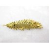 Generic Small bronze gold leaf hair clip clamp barrette with or without fits swarovski (Pattern: No crystals), 1 Count (Pack of 1)