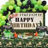 Soldier Theme Happy Birthday Backdrop Camouflage Tablecloth Set Camouflage Soldier Military Theme Party Supplies Cake Table Banner Photography Props 2PCS