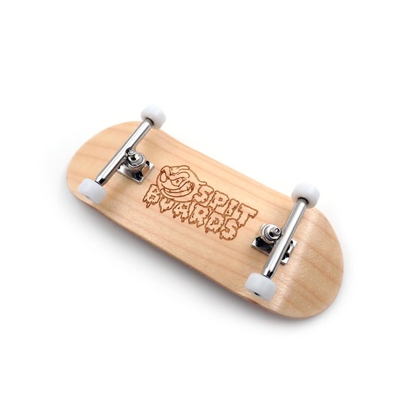 SPITBOARDS 36mm Fingerboard Complete Wood Pro Set-Up (Pre-Assembled, Handcrafted 5-Layers), 36 mm Pro Trucks, CNC Bearing Wheels, Lasered Foam Grip Tape (Lasered Deck Size: 36 x 96 mm), 'Maple Wood'