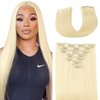 20inch Clip In Hair Extensions Real Human Hair For Women 7pcs Per Set with 16Clips 70g Blond Hair Extensions 100% Remy Virgin Human Hair Clip In Extensions Double Weft Clips Straight Soft Hair