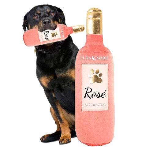 LunaMarie - Premium Pet Toys Made from, Adorable Squeaky Toys for Puppies & Dogs | Squeaky Pet Toy | Durable Cute & Ultra Soft Plush for Play Time (Rosé Wine)