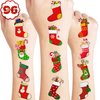 114 PCS Christmas Stocking Temporary Tattoos Themed Birthday Party Decorations Favors Supplies Decor Red Xmas Tree Sock Tattoo Stickers Gifts For Game Boys Girls Classroom School Prizes Reward