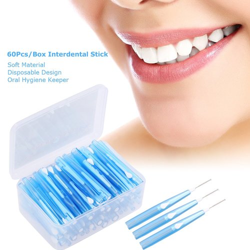 Interdental Slim Brush Anself 60Pcs Dental Floss Picks Refill Inter-Dental Brush Teeth Stick Toothpick Flosser for Oral Deep Clean Health Care