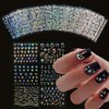30 Sheet Aurora Star Nail Art Stickers Silver 3D Self-Adhesive Laser Line Nail Decals Holographic Sliver Nail Stickers for Shiny Design Acrylic Nail Supplies DIY Decoration for Women Girls