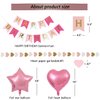MSMANCY Pink Birthday Decorations for Women with HAPPY BIRTHDAY Banner Curtains Heart Star Balloons for 16th 18th 21st 30th 40th 50th 60th Birthday Party Supplies (Pink)