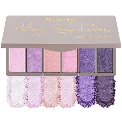 6 Color Eyeshadow Makeup Palette,6 Light Pink Purple Nude Pink Dark Purple Midnight Purple Eyeshadows Palette,Everyday Matte Shimmer Finish Eye Makeup Looks,Travel Friendly Size, Built-in Mirror 09#