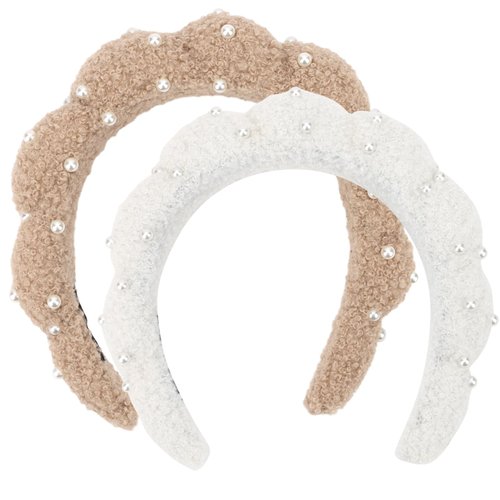 Ondder White Khaki Makeup Headband Spa Headband for Washing Face Sponge Face Wash Headband Skin Care Headbands Hair Band Puffy Skincare Headband for Women Facial Make Up Hair Headband Head Bands