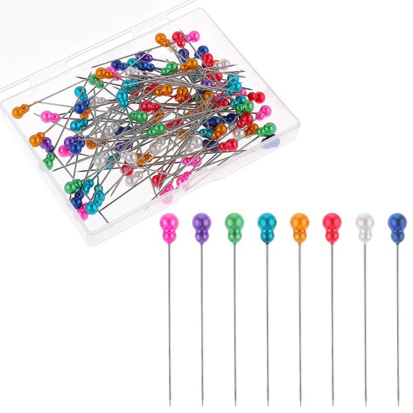 100PCS Sewing Pins with Colored Heads 2.2 Inch Long Straight Pins Gourd Shaped Straight Pins Multicolor Quilting Pins Pins for Quilting Stick Pins for Sewing Bouquet Dressmaking Stitch Crafts