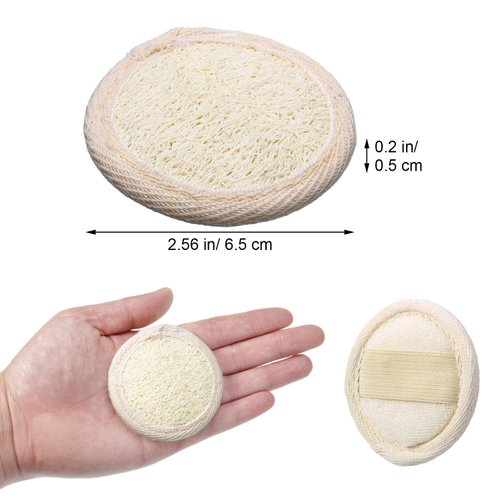 18 Pieces Exfoliating Loofah Pad Mini Round Bath Shower Loofah Sponge Pad Exfoliating Scrubber Natural Bath Sponge Brush for Men and Women