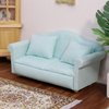 Dollhouse Couch Miniature Furniture Sofa with Pillows for Living Room Desktop Decoration Fabric Sofa Mini Home Scene Accessories Ornament (Double Sofa, Green)