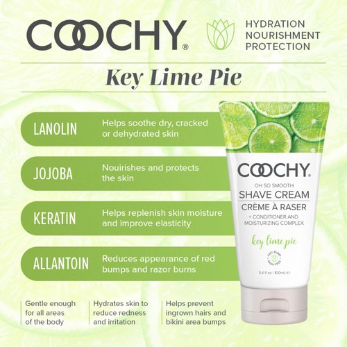 Coochy Intimate Shaving Cream | Shave Conditioner & Moisturizer for Face & Body | Ideal for Sensitive Skin Care, Anti-Bump | Key Lime Pie, 3.4 oz