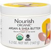 Nourish Organic Argan & Shea Butter – Vanilla Body Butter with Coconut Oil for Skin, Body Lotion for Dry Skin + Washable Cotton Round