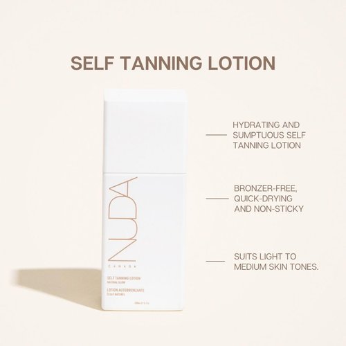 Nuda Self Tanning Lotion | Gradual Tanning Lotion for Light to Medium Skin | Lightweight Self Tanner Lotion Infused with Sodium Hyaluronate & Vitamin C | Vegan & Cruelty-Free, (200 mL)