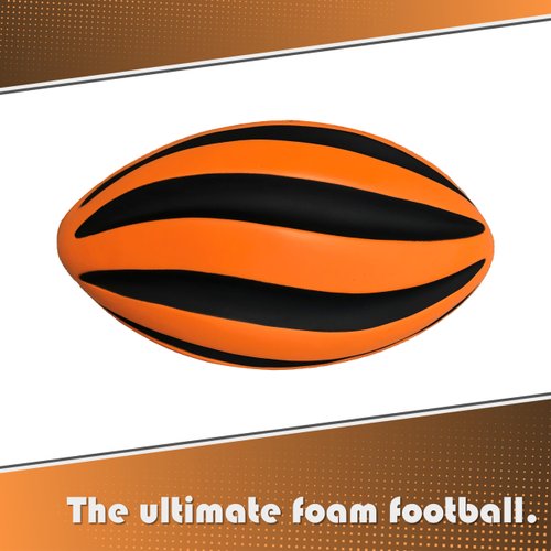 LMC Products Spiral Foam Football - Soft Foam Football for Kids - Each Quality Kids Football is 9 Inches - Adult & Toddler Football Youth - Small Football (Orange & Black)