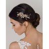 SWEETV Light Rose Gold Wedding Hair Comb Clip,Handmade Bridal Hair Accessories for Women Wedding