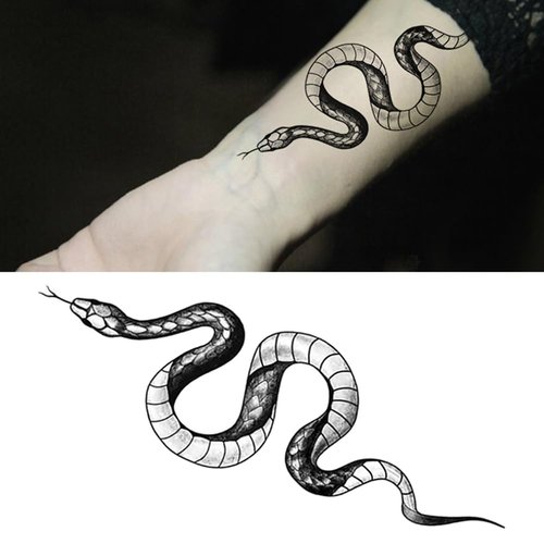 Oottati 2 Sheets Small Tiny Temporary Tattoo Stickers Black Snake