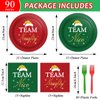30 Guests Christmas Party Supplies Paper Plates Napkins Forks Tableware Set Disposable Holiday Seasonal Xmas Party Team Nice Dinner Dessert Plate Decoration for Kids Children,90Pcs