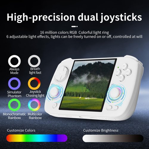 Ayhgicxt RG CubeXX Retro Handheld Game Console with 3.95-inch IPS Screen RGB Lighting 64G TF Card Linux System and 3800mAh Battery Supports 5G WiFi Bluetooth 4.2 white