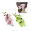 2PCS Hawaiian Orchid Flower Hair Clips Flowers Alligator Clips Hairpins Holiday Travel Wedding Decoration Hair Accessories For Women Lady Bridal (White Green)