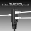 Extension Cord Indoor, Twin Extension Cord Power Bar - 12 Feet Cord - 6 Feet On Each Side with 6 Polarized Outlets, 16AWG 3 Prong Grounded Wire