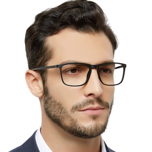 OCCI CHIARI Reading Glasses Men's Rectangle Reader Durable Spring Hinge 1.0 1.25 1.5 1.75 2.0 2.25 2.5 2.75 3.0 3.5(Black 200)