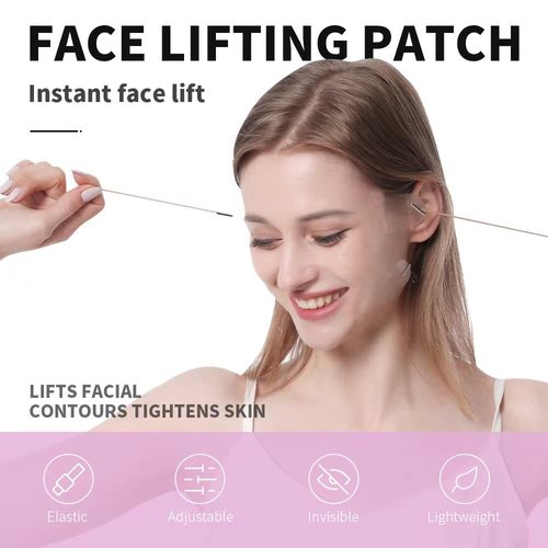 Face Lift Tapes, Invisible Sticker with Fixed Rope, Instant Wrinkle Lifting Patches Neck Eye Tape for V-Line Face(8pcs Elastic Bands 20pcs Replacement Tapes)