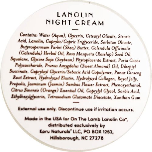 On the Lamb Lanolin Night Cream with Shea Butter and Rosehip Oil 4 ounces