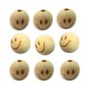Alenybeby 50pcs 20mm Round Natural Wood Beads Laser Printing Smile face Beads Necklace Wooden Beads for Key Chain Jewelry Making (Smiley face 50pcs)