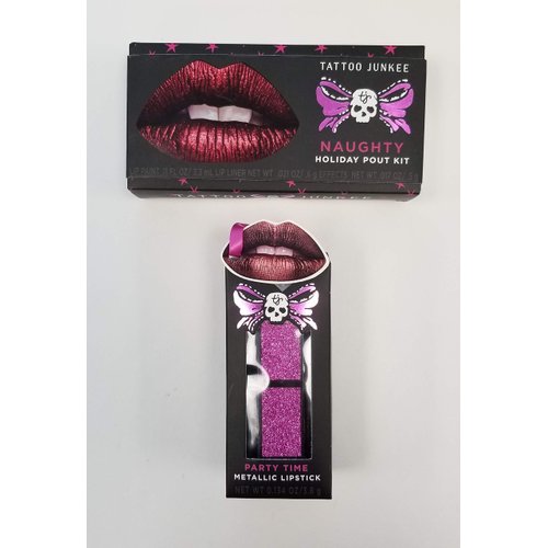 Tattoo Junkee 1 Naughty Holiday Pout Kit & 1 Party Time Metallic Lipstick