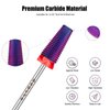 Depvko 5 in 1 Nail Drill Bits, 3/32'' Carbide Tungsten Nail Bits, Two Way Rotate Professional Advanced Safety Cuticle Bits for Nail, Fast Remove for Manicure Pedicure Cuticle Gel Polishing(F, Purple)
