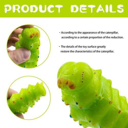 FUNSCENE Soft Rubber Squishy Caterpillar Toy, TPR Super Stretch Caterpillar Toy for Kids, Squeeze Toys, Perfect for Gifts, Party Favors, and School Projects (Caterpillar)