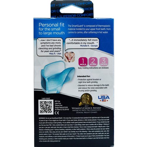 Dental Guard SMARTGUARD ELITE (2 Guards 1 Travel case) Front tooth Custom Anti Teeth Grinding Night Guard for Clenching - Dentist Designed - Bruxing Splint Mouth Protector For Relief of Symptoms