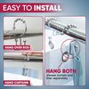 Stainless Steel Double Shower Curtain Hooks Rust Proof (Set of 12) – Double Sided Bathroom Curtain Hooks with Effortless Gliding Roller Balls – Easy to Install Dual Shower Curtain Hangers (Nickel)