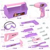 Pink Purple Kids Tool Box Toy Construction Tools (18PCS) Hand Drills,Can be Used at Home,Outdoors,or at Gatherings with Friends Pretend Play Learning Gift for Kids 3 4 5 6 7 Years Old