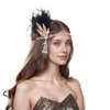 Tongcloud 1920s Flapper Feather Headband Roaring 20s Gatsby Headpiece Women's 1920s Headband Flapper Feather Headpiece (Black)