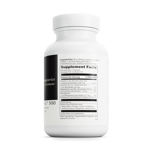 DAVINCI Labs Poten-C 500 - Dietary Supplement to Support Immune System Function & Collagen Health* - with Vitamin C, Calcium, Magnesium, Potassium, and More - Vegetarian - Gluten-Free - 90 Tablets