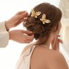 12 Pieces Butterfly Hair Pin Butterfly Hair Clips Crystal Pearl Hair Clips Bridal Wedding Hair Pins Bride Headwear Hair Accessories for Women Girls (Novel Gold Style)