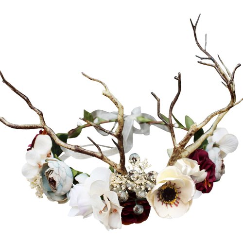Trepveter Deer Flower Crown Floral Crown Women Floral Headband Flower Headpiece Halo Boho Materni...