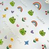 Frog Nail Stickers Summer Nail Decals 5D Embossed Nail Art Stickers Flower Rainbow Cherry Nail Design Self-Adhesive Nail Transfer Decals Cute Nail Art Supplies for Women Manicure Charms Decorations