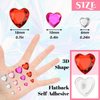 Dazzhues 436 PCS Heart Rhinestones Self Adhesive Sticker Acrylic Heart Gems for Face Hair Body Bling Heart Jewels Crystal Stickers for Wedding Dating Party Decoration DIY Craft (6/10/18mm)