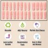 ANDGING White Press on Nails Long Coffin, French Tip Fake Nails for Women with Nude Pink Pearl Design, Acrylic Glue on Nails Cute False Nails, Full Cover Stick on Nails for Wedding Birthday 24Pcs