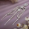 Xerling Silver Rhinestone Teardrop Crystal Layered Head Chain Headpieces Head Jewelry Forehead Pendant Hair Accessories with Bobby Pins for Women Girls (Silver)