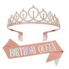 Birthday Sash and Crown for Women,Happy Birthday Sash for Women,Birthday Queen Sash and Crown,Rose Gold Tiaras for Women,Happy Birthday Decorations for Women,Birthday Crown Adult Woman,Birthday Tiara