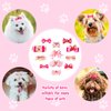 MTLEE 12 Pieces Small Dog Hair Bow Rubber Bands Cute Puppies Hair Bows Pink Doggies Cat Topknot Pet Headdress with Rhinestones Dog Grooming Bowknot Pet Hair Accessories for Puppy Kitten
